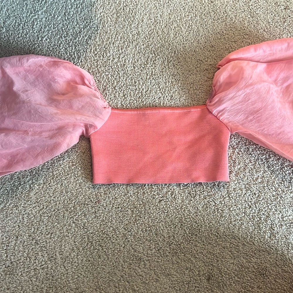 ZARA size small crop top with puffy sleeves never worn great condition